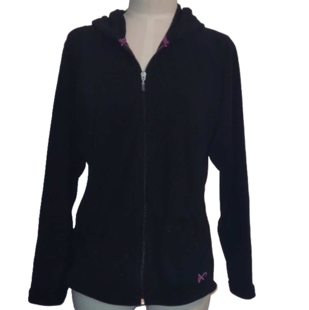 Athletech Jacket Full Zip Long Sleeve Size XL Black and Purple Fleece Pockets